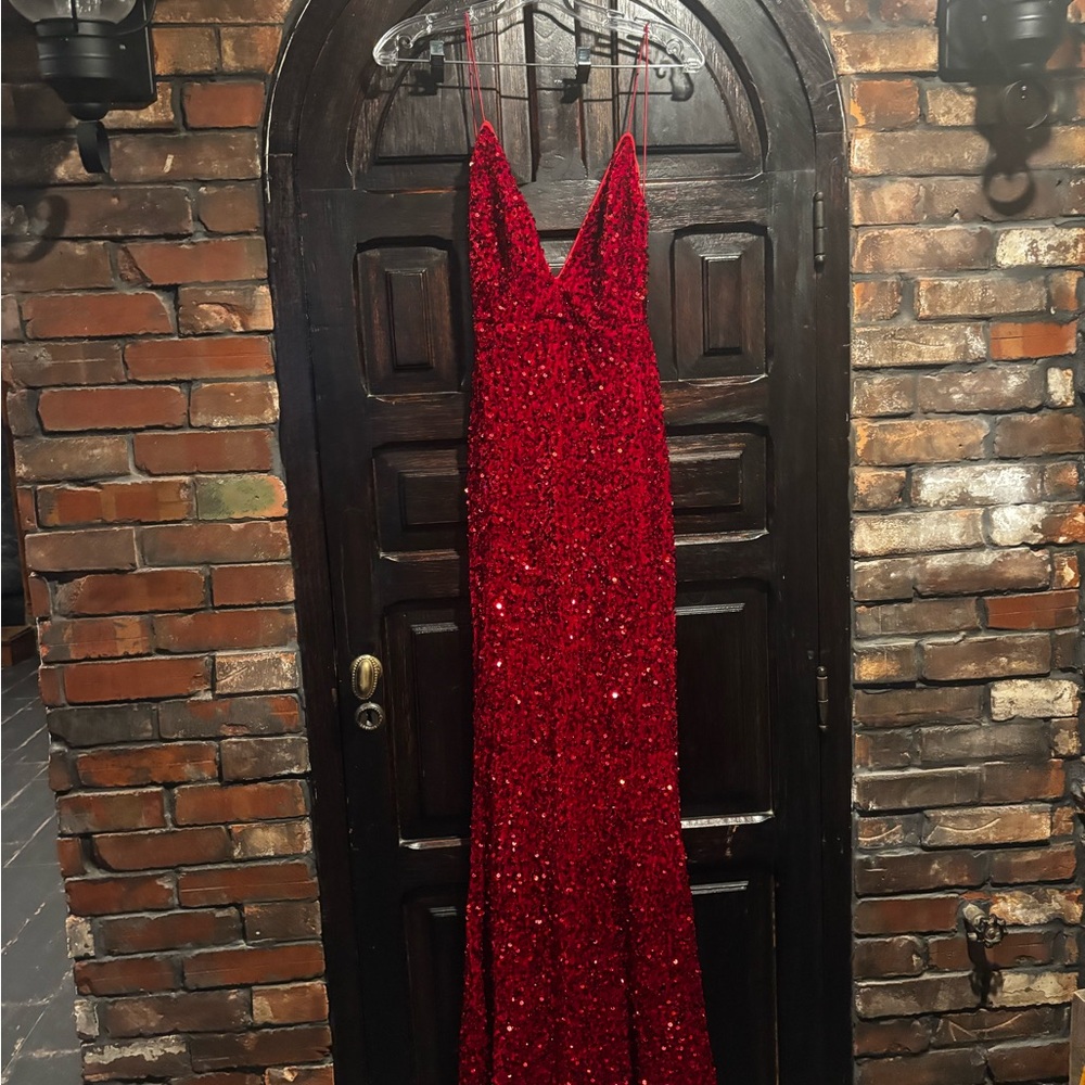 Trendy Boutique Red Sequin Maxi Dress